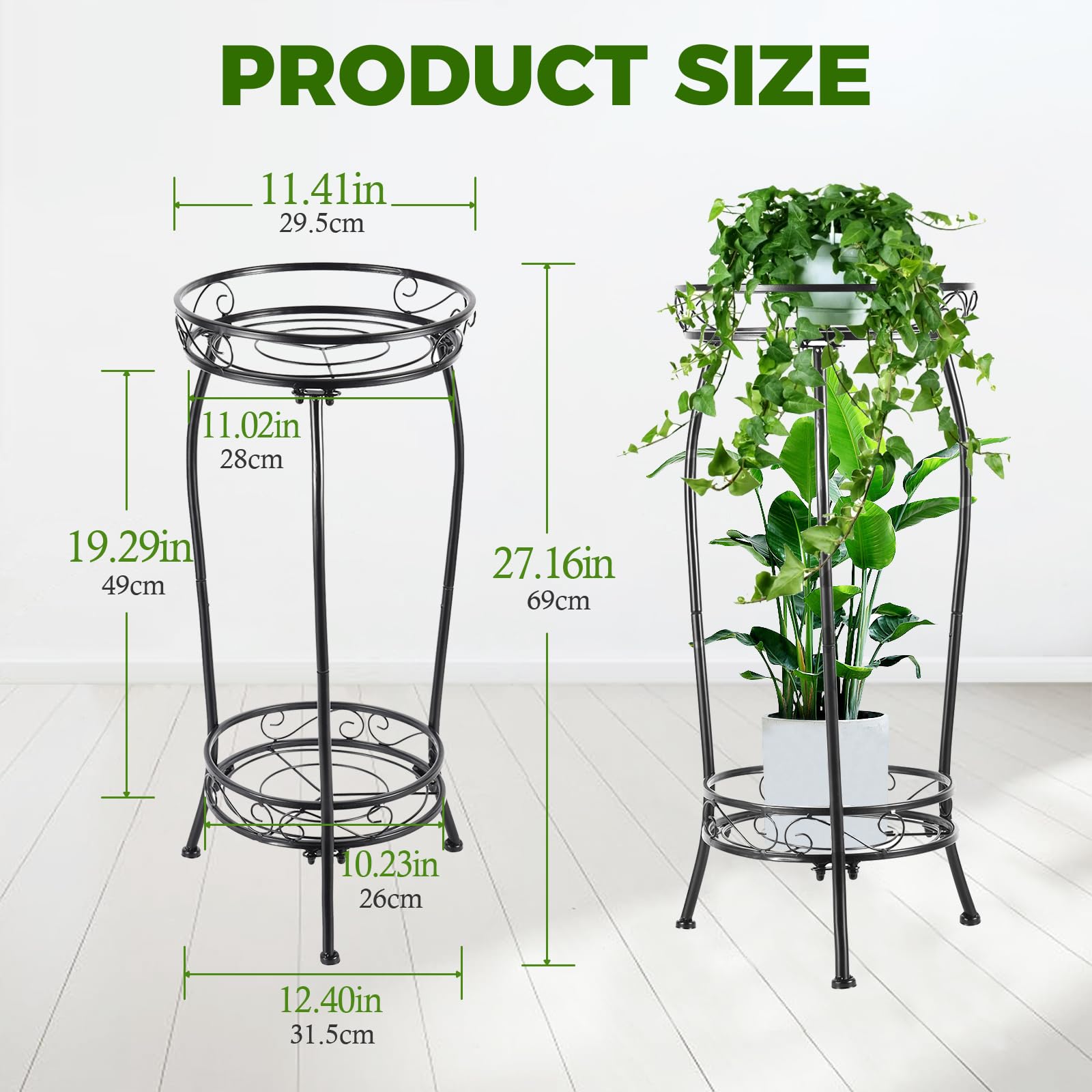 Side view of LOYAL TIGER Plant Stand showcasing tiered shelves