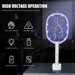 Side view of Lulu Home Electric Bug Zapper Racket showing USB charging port