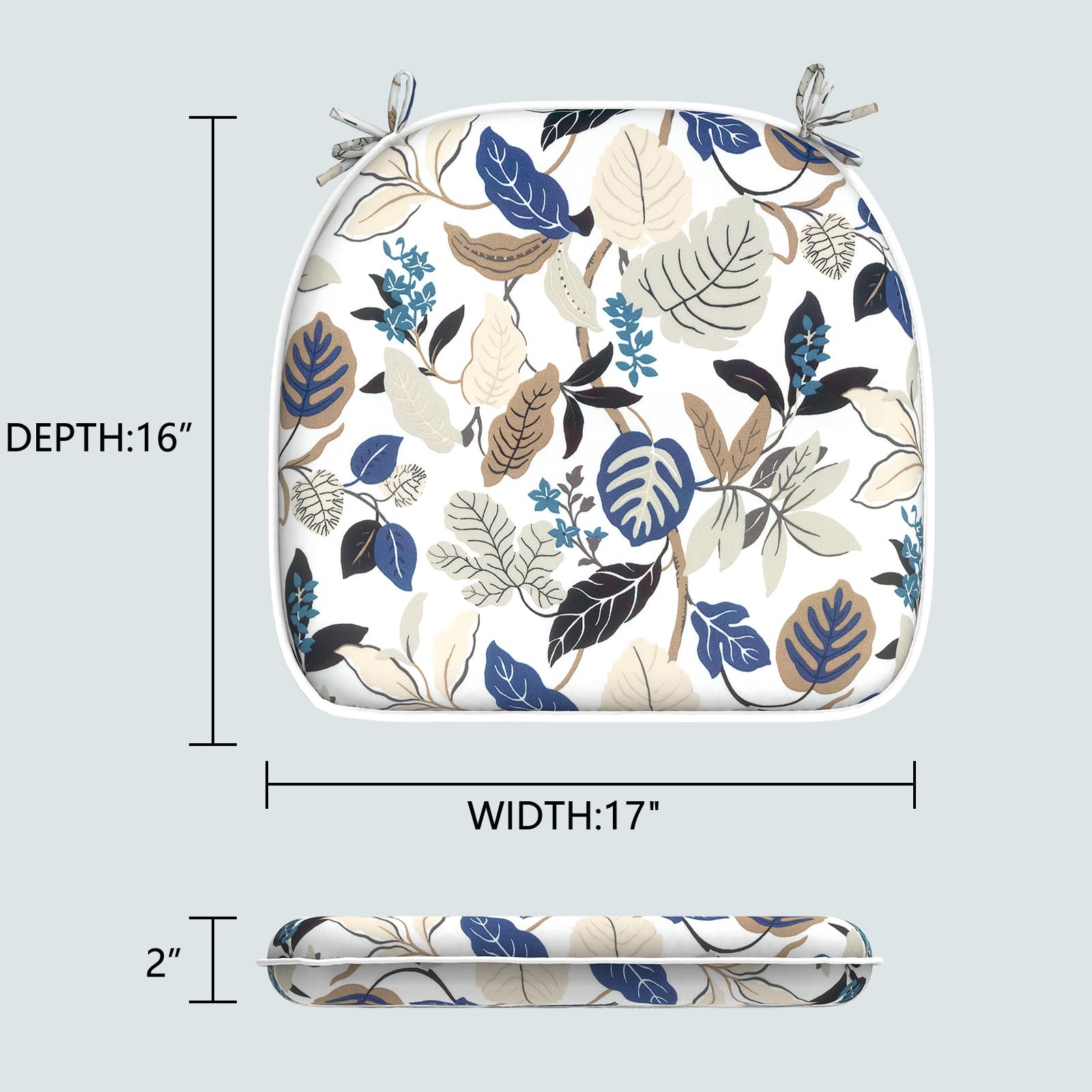 Side view of LVTXIII Outdoor Chair Cushion with ties