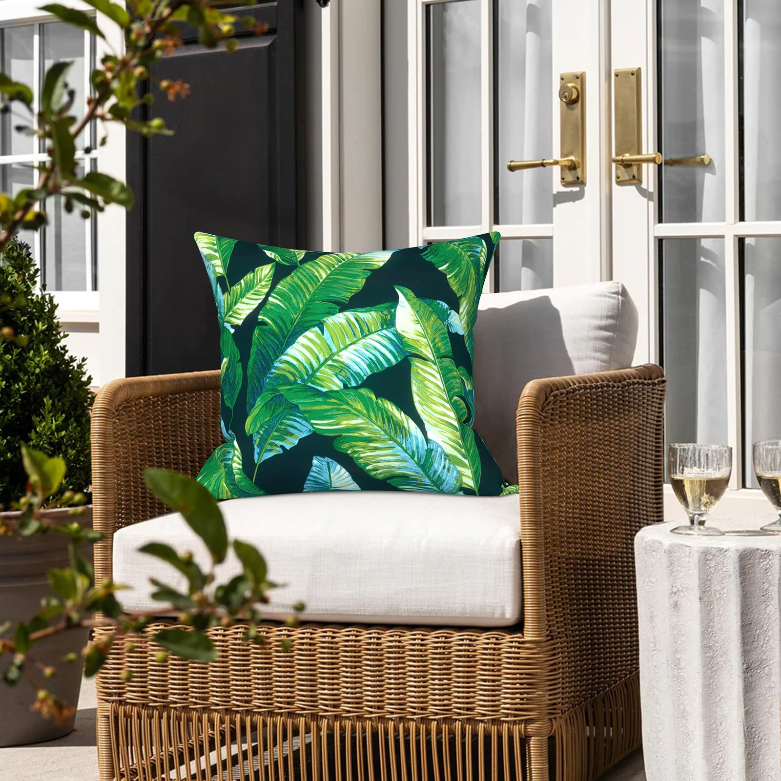 Side view of LVTXIII Outdoor Pillow Cover showing vibrant pattern