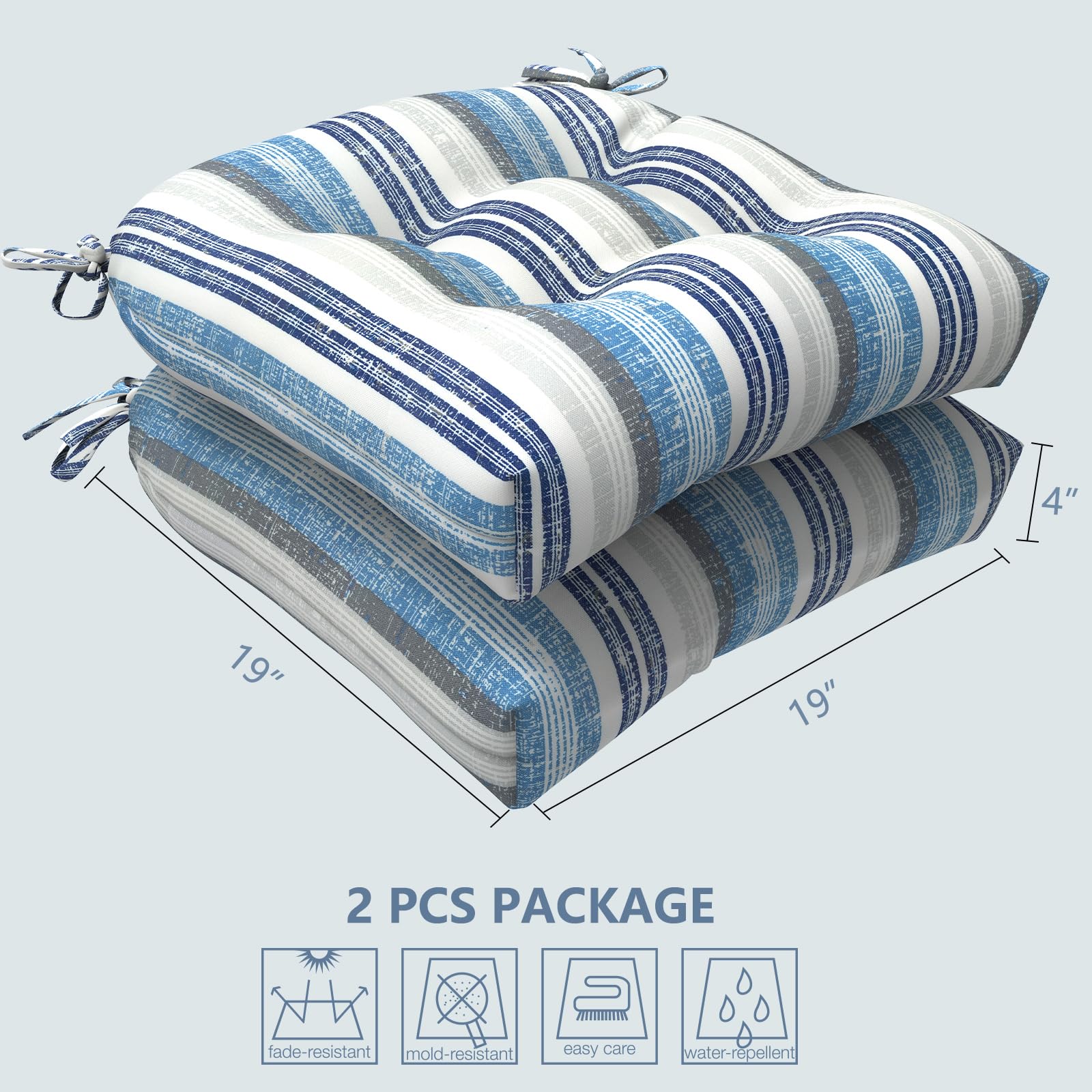 Side view of LVTXIII outdoor seat cushions showing thickness and design
