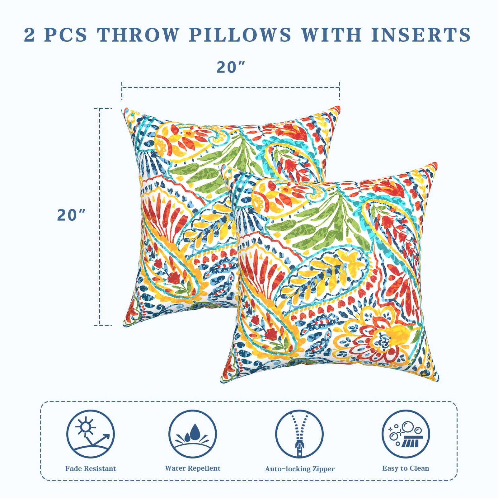 Side view of LVTXIII Outdoor Throw Pillow with vibrant paisley design
