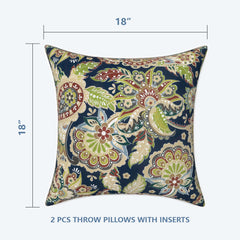 Side view of LVTXIII outdoor throw pillows with white piping