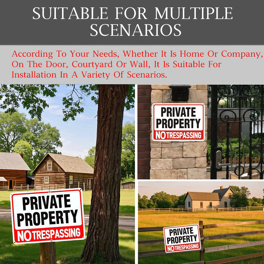 Side view of Lykjdnz No Trespassing Sign with mounting holes