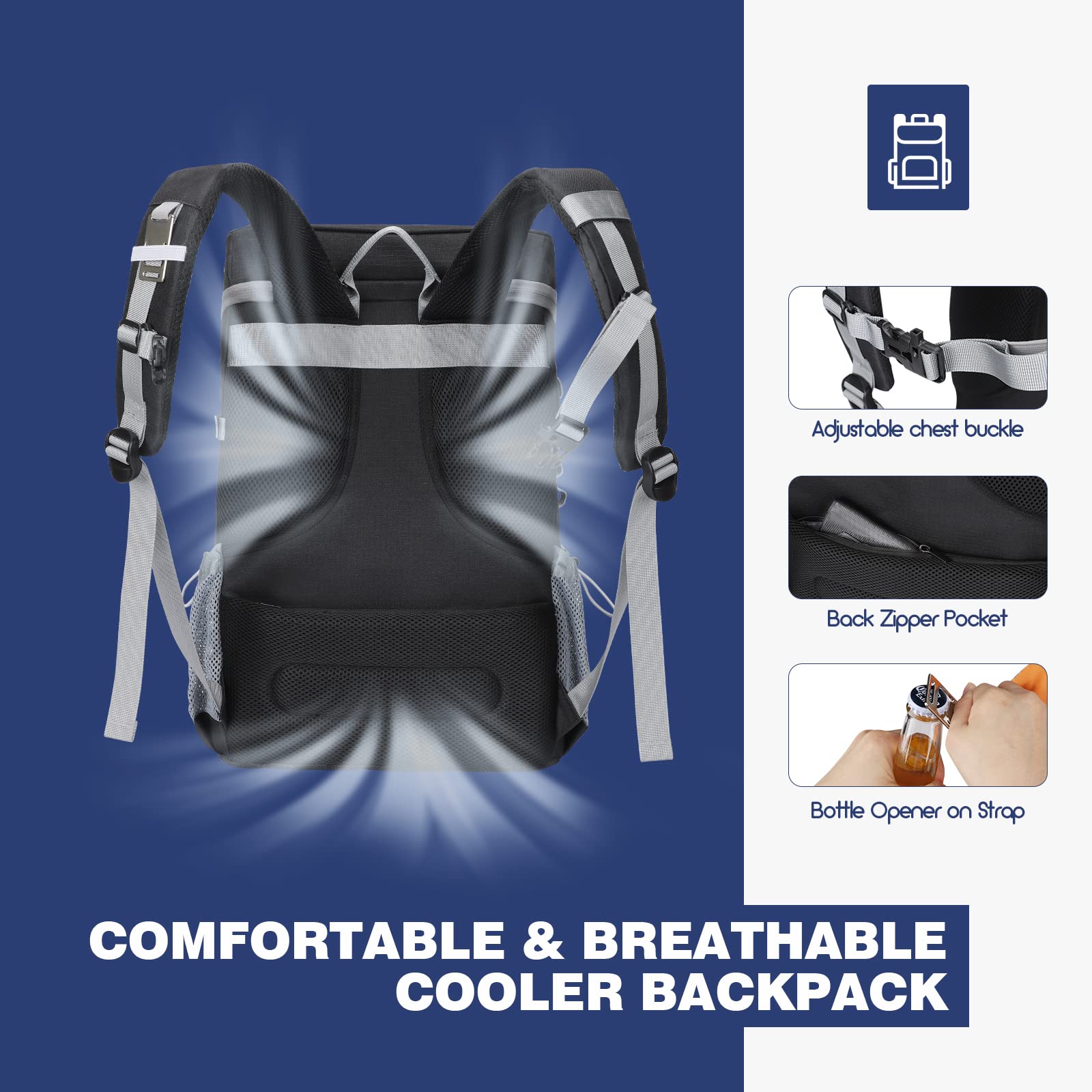 Side view of Maelstrom cooler backpack with mesh pockets