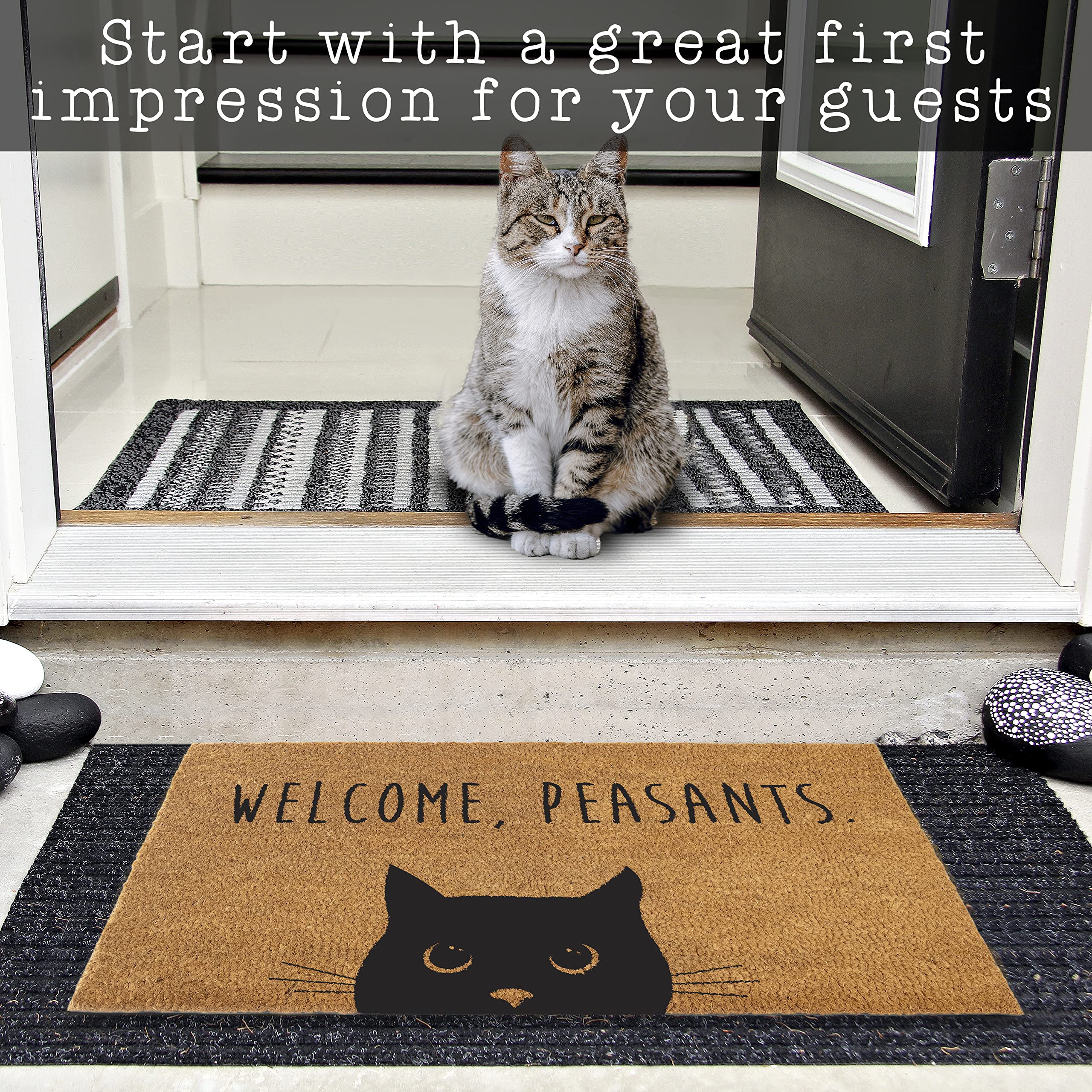 Side view of MAINEVENT Black Cat Doormat