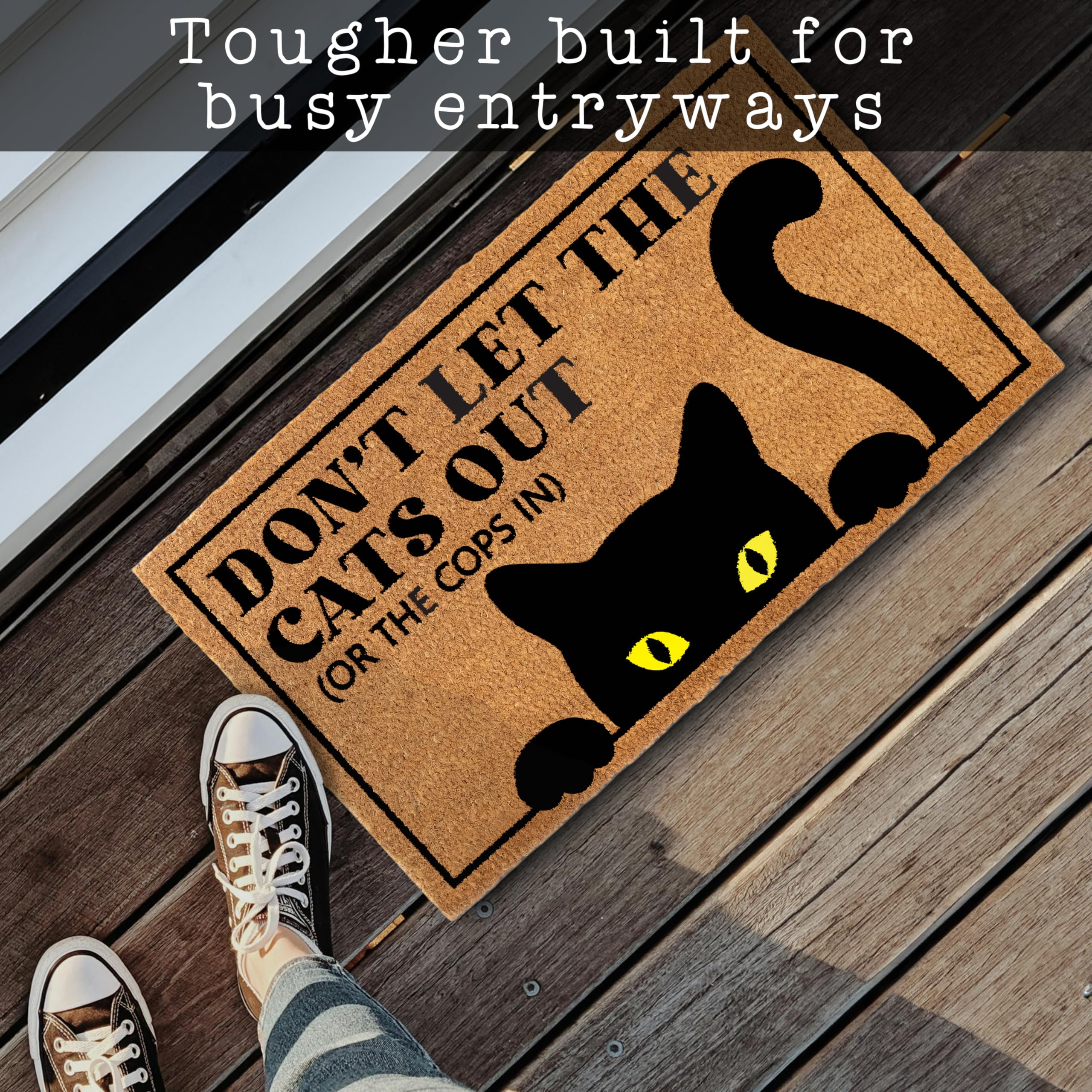 Side view of MAINEVENT Funny Door Mat showing thickness