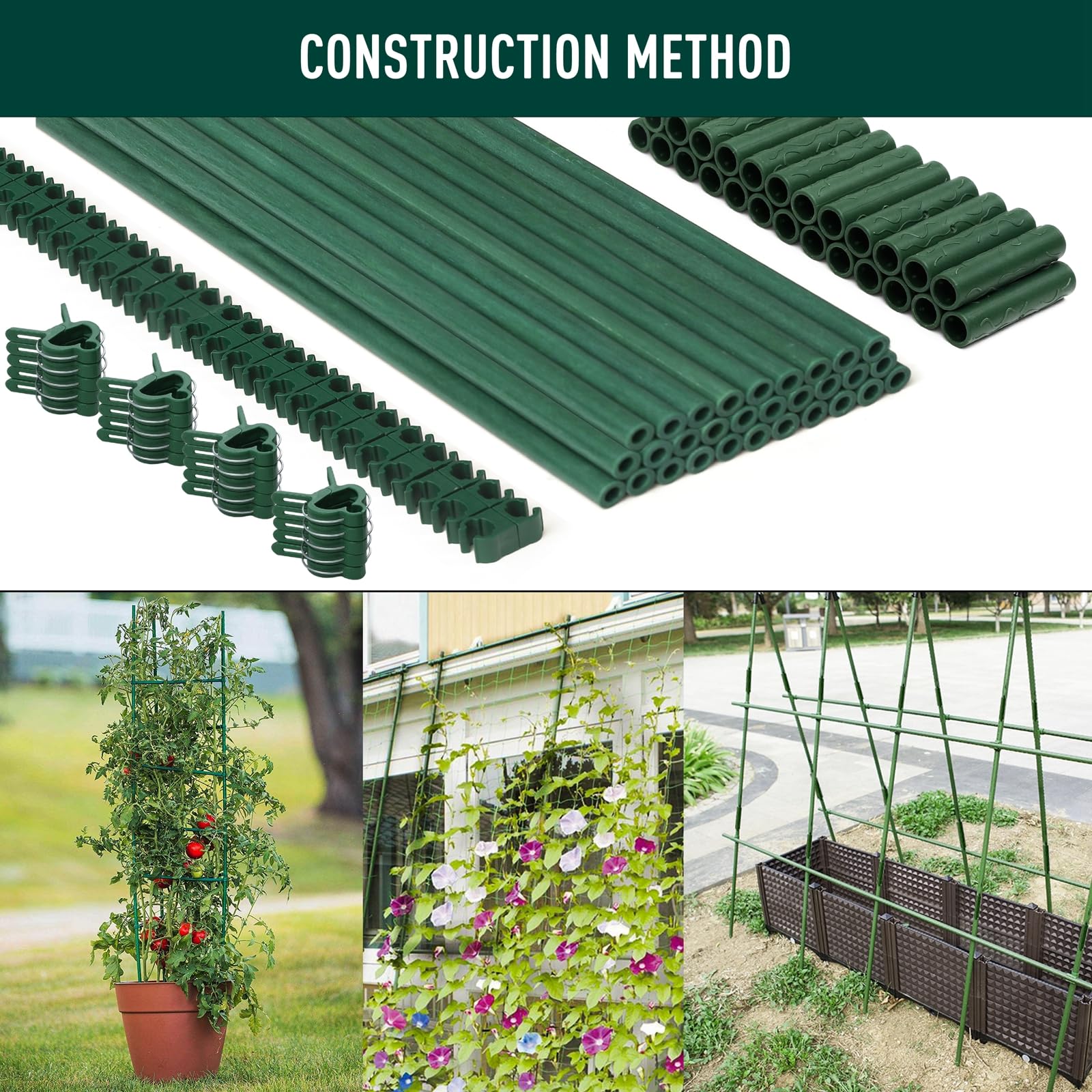 Side view of MAXPACE garden stakes with rotatable clips