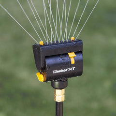 Side view of Melnor MiniMax Turbo Sprinkler showing tripod adjustment feature