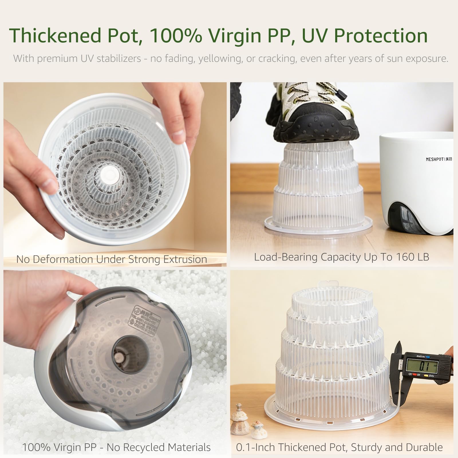 Side view of Meshpot orchid pot with outer imitation ceramic layer