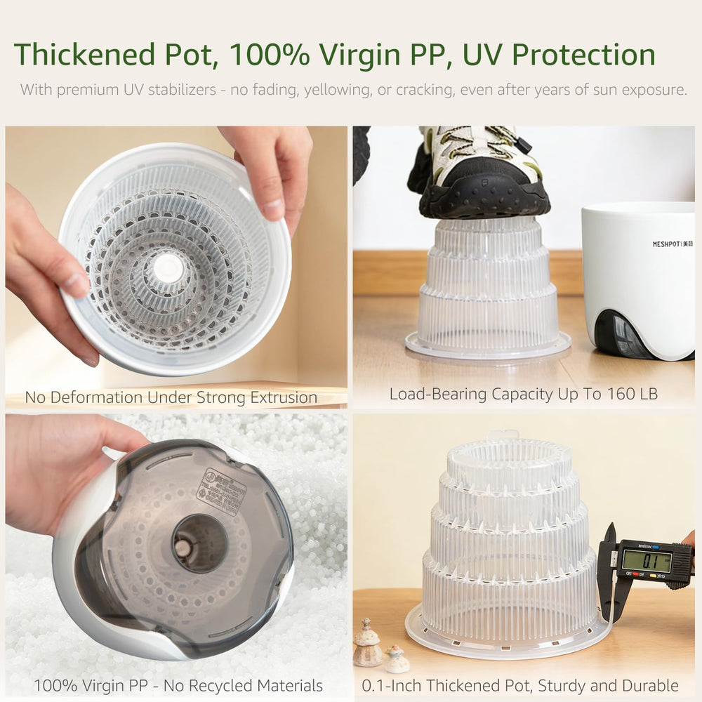 Side view of Meshpot orchid pot with outer imitation ceramic layer