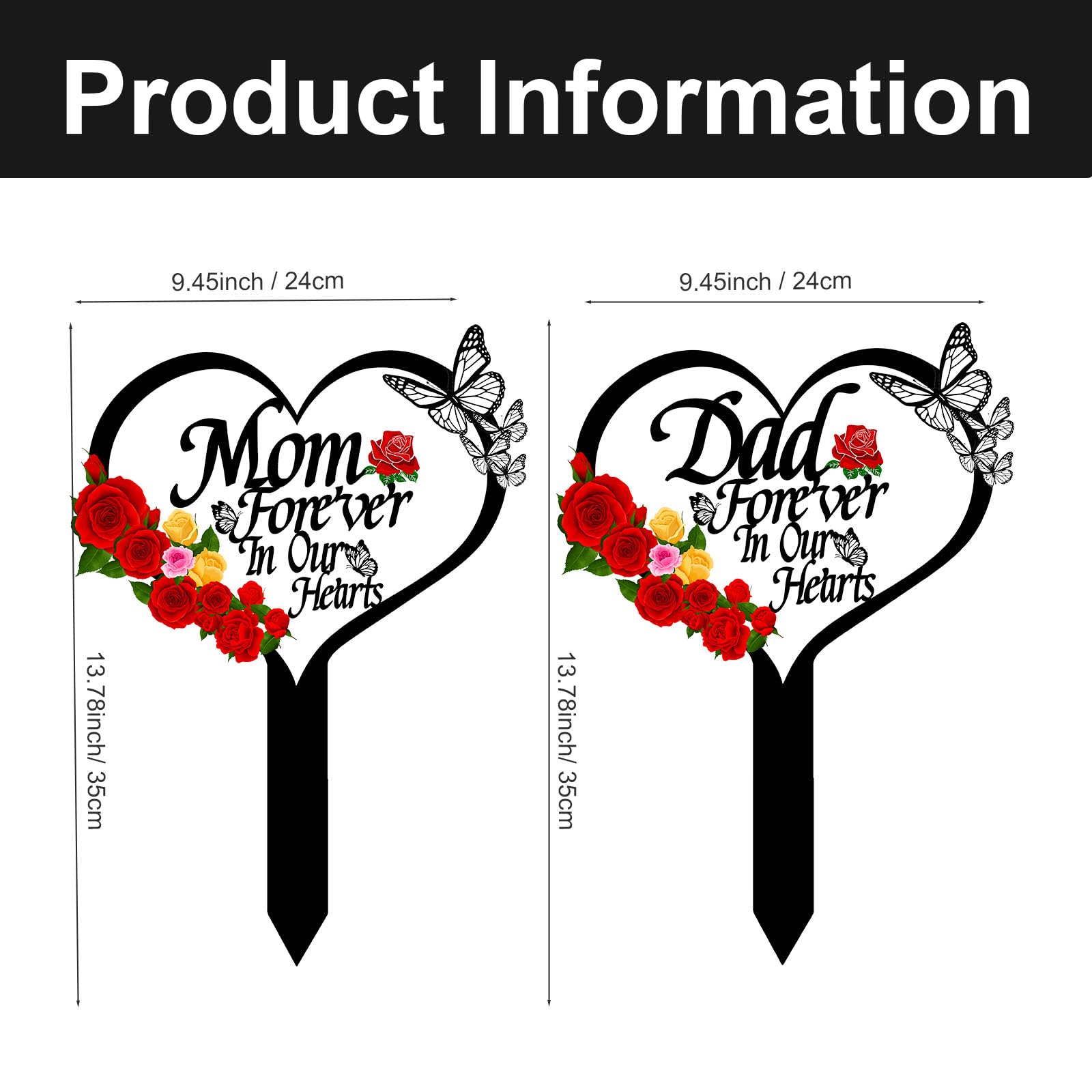 Side view of metal grave marker with floral design