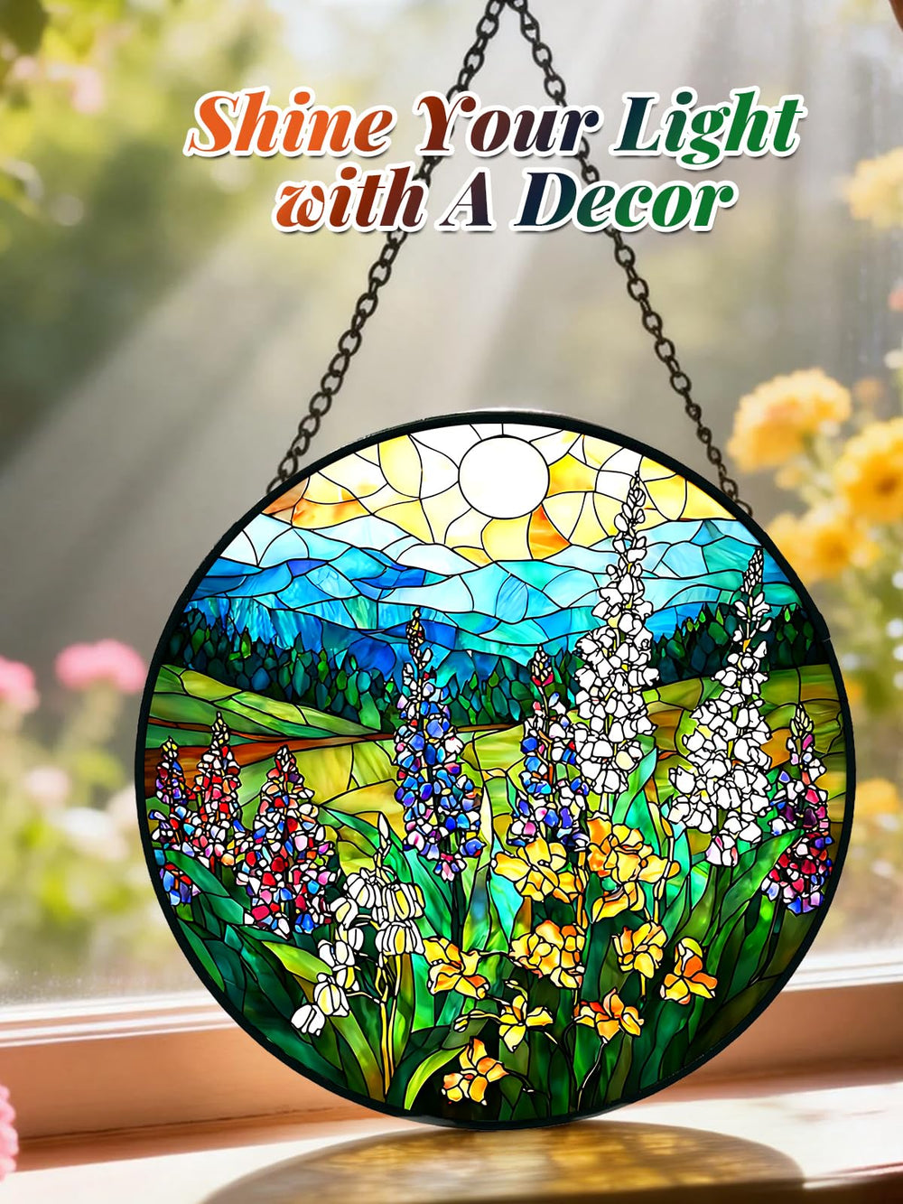 Side view of Meyocky Wildflowers stained glass suncatcher