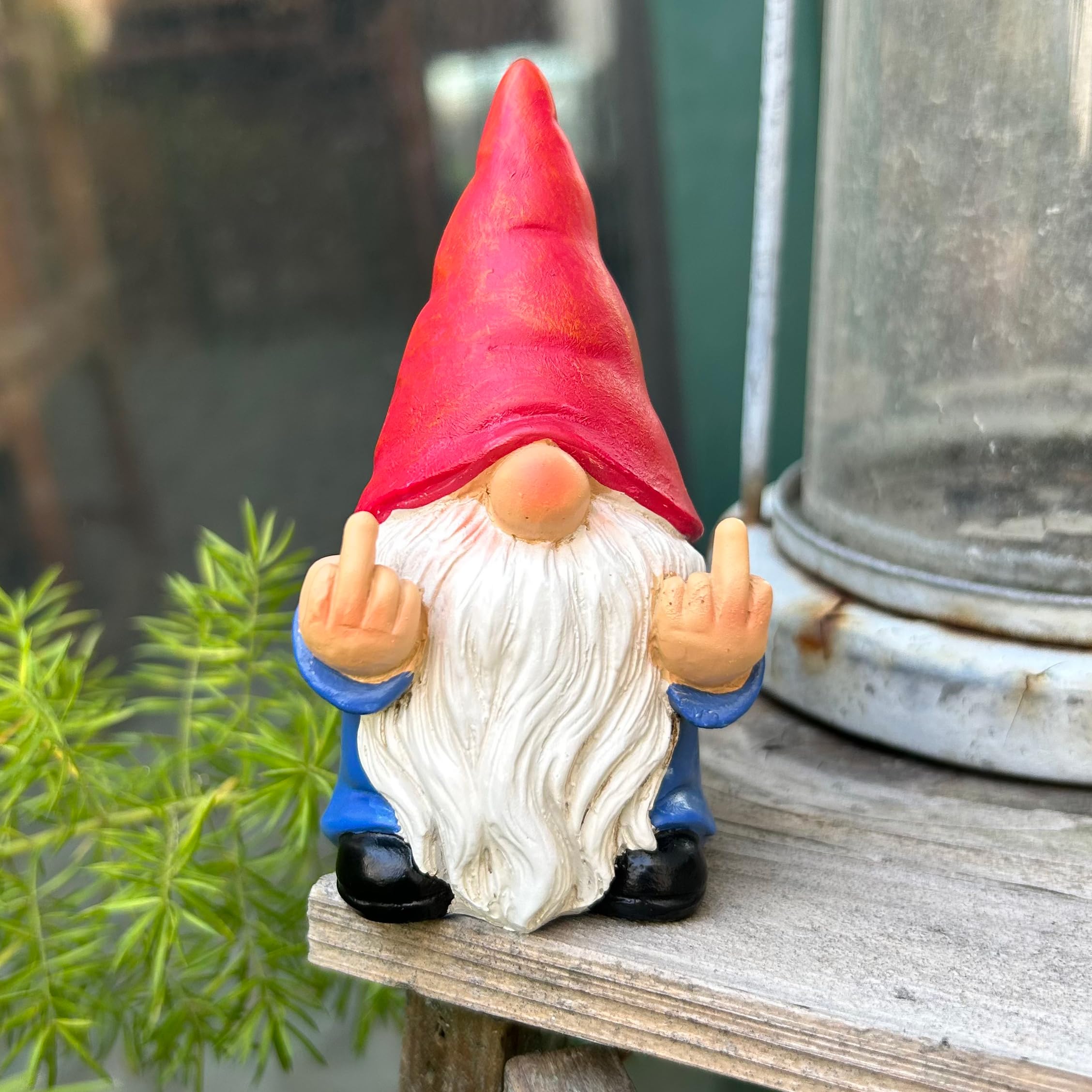 Side view of Middle Finger Gnome Mini 3.5in showing detailed accents