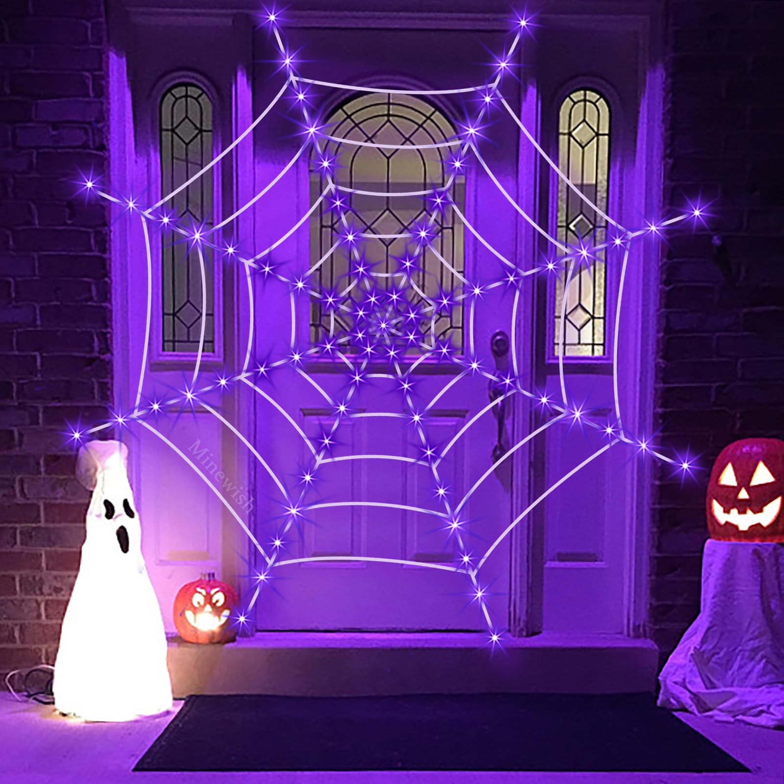 Side view of Minewish Halloween Spider Web Lights