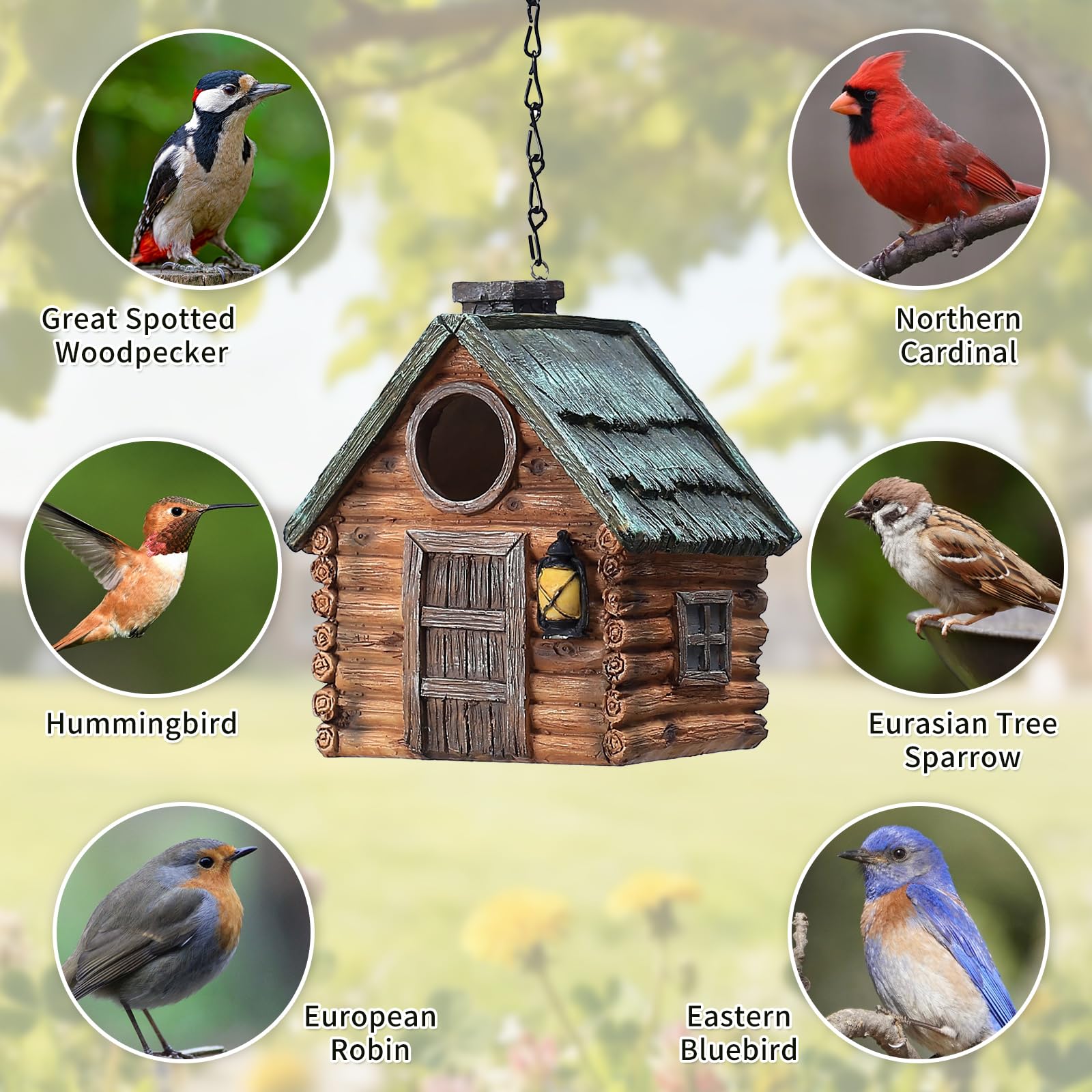 Side view of MINWOLF Bird House showcasing entrance hole