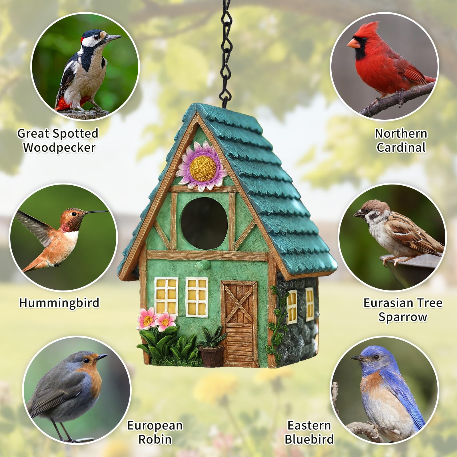 Side view of MINWOLF birdhouse showcasing S-shaped hook