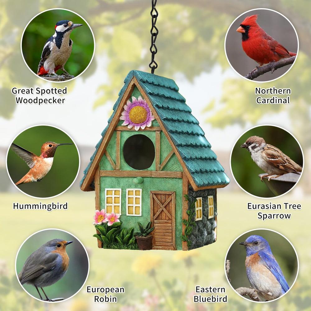 Side view of MINWOLF birdhouse showcasing S-shaped hook