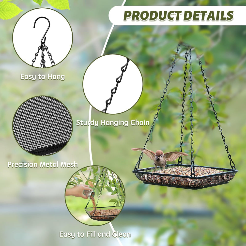 Side view of MIXXIDEA Hanging Bird Feeder Tray