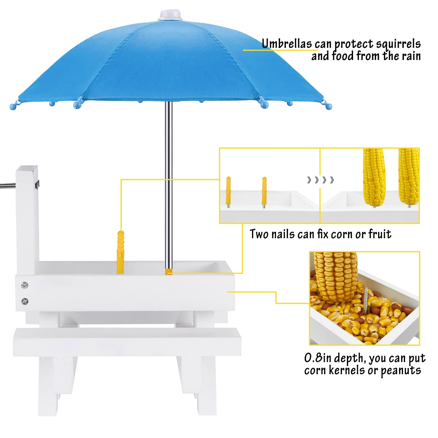 Side view of MIXXIDEA Squirrel Feeder showing benches