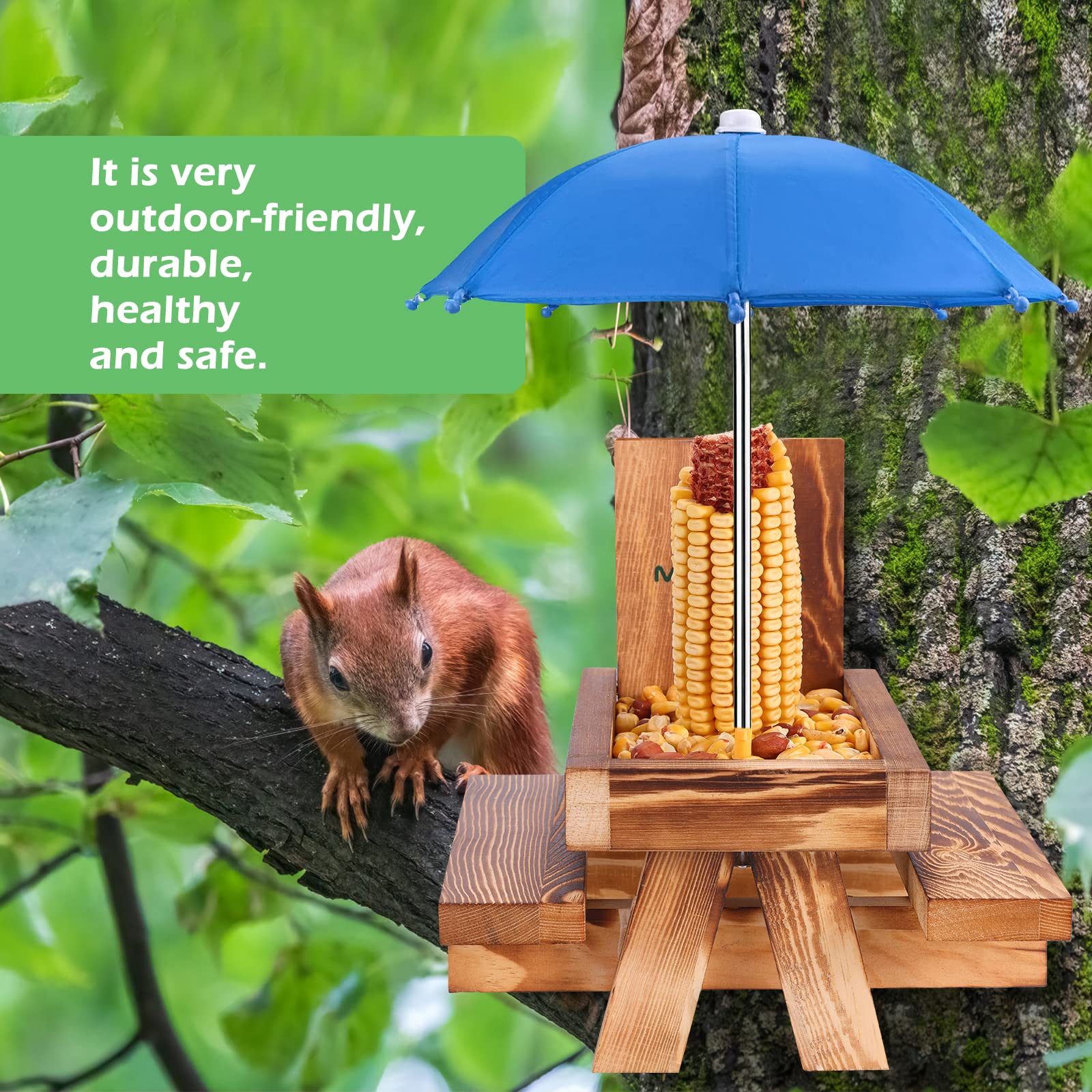 Side view of MIXXIDEA squirrel feeder with decorative patterns