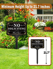 side view of multiwins No Soliciting Sign in yard