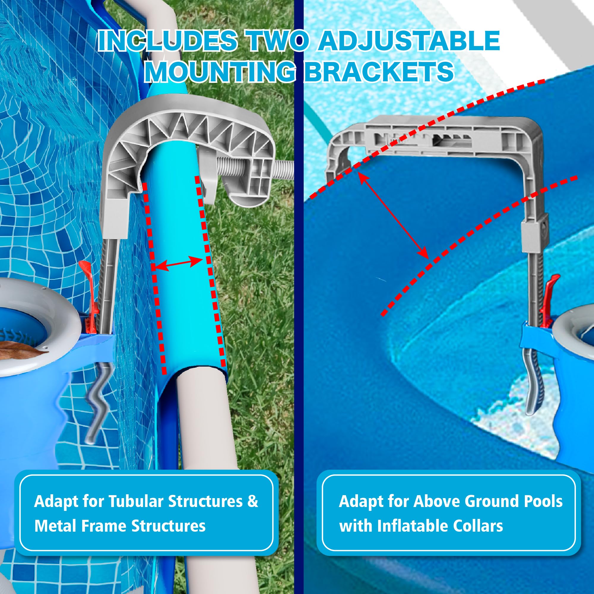Side view of MUWOOB Above Ground Pool Skimmer installed on pool edge