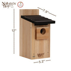 Side view of NATURE'S WAY Bluebird Box House cedar wood