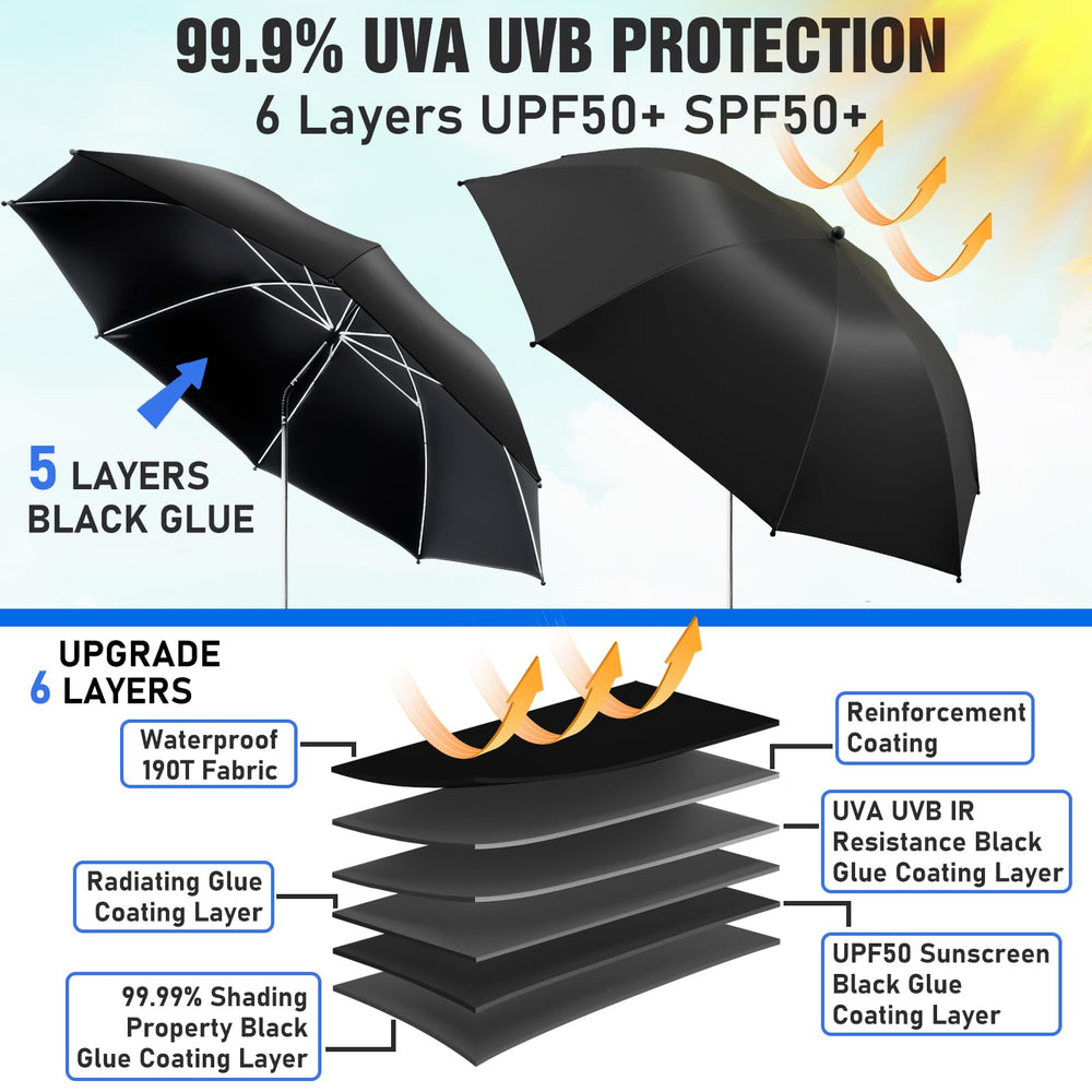 Side view of NBtoUS adjustable chair umbrella showing its clamp