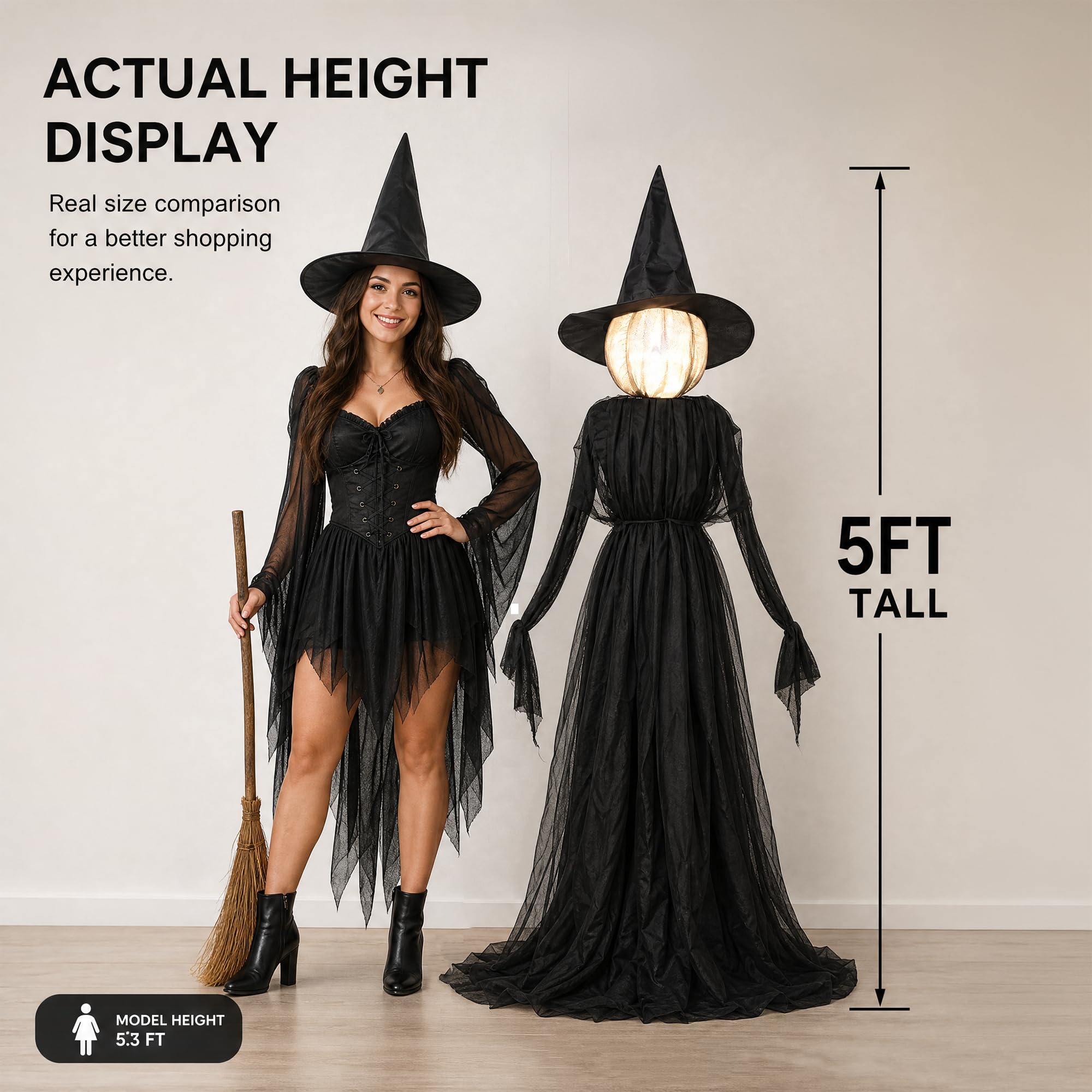 Side view of NEROSUN Halloween witches with black fabric