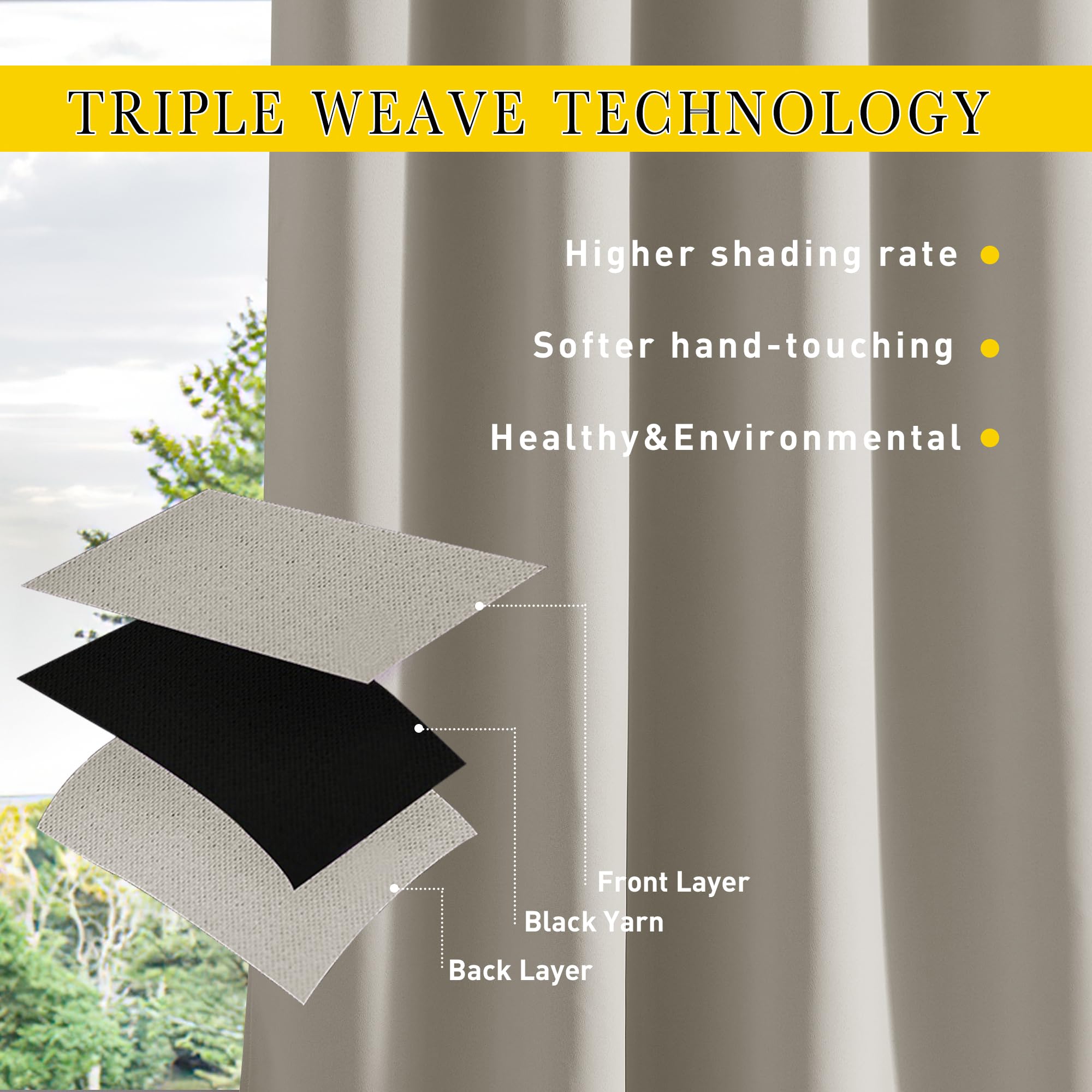 Side view of NICETOWN outdoor curtains in natural
