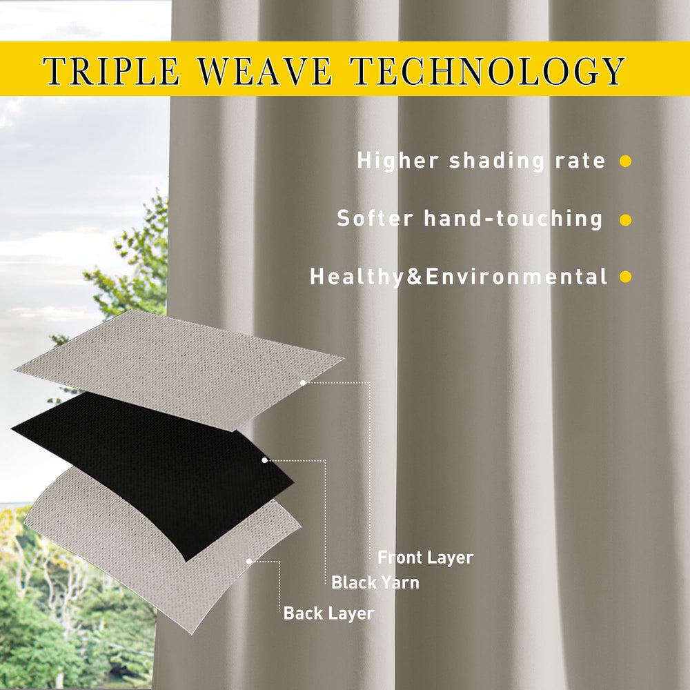 Side view of NICETOWN outdoor curtains in natural