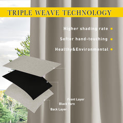 Side view of NICETOWN outdoor curtains in natural