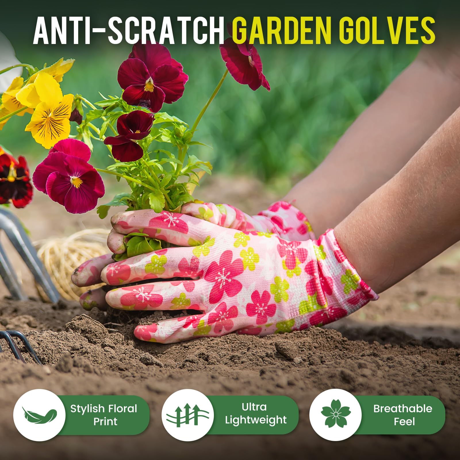 Side view of Nimalpal Gardening Gloves displaying size and fit