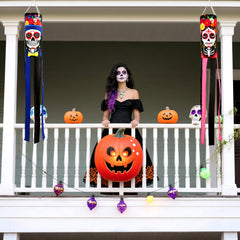 Side view of NOVWANG Day of The Dead windsock outdoors