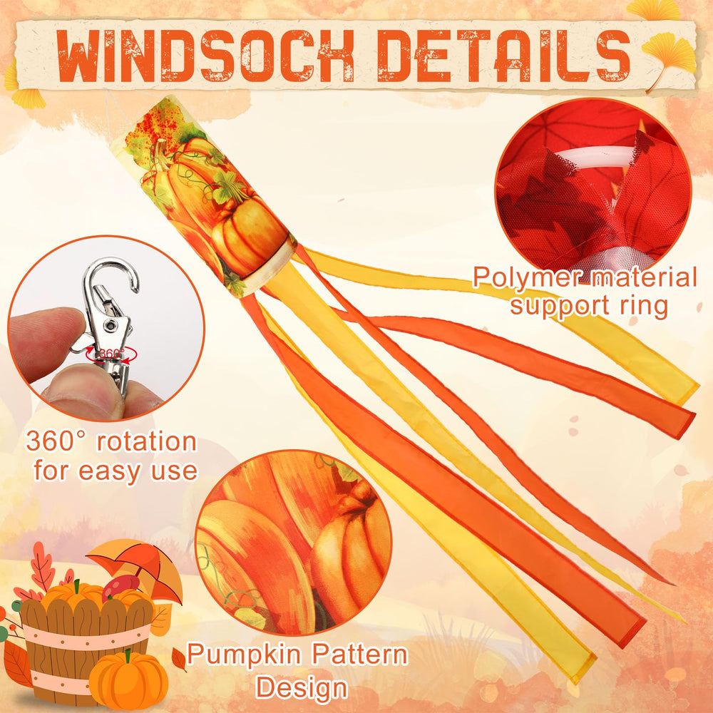 Side view of NOVWANG fall windsocks hanging outdoors