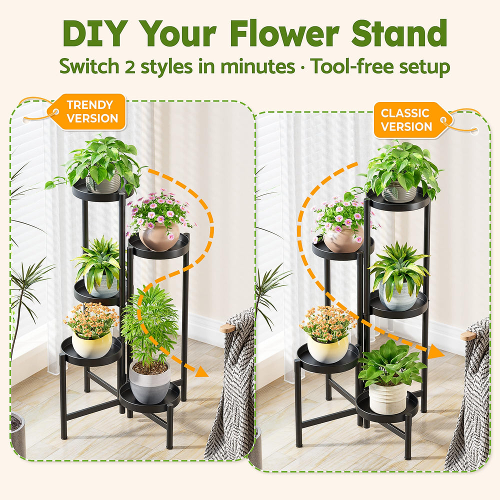 Side view of NQW plant stand showing foldable design