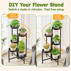 Side view of NQW plant stand showing foldable design