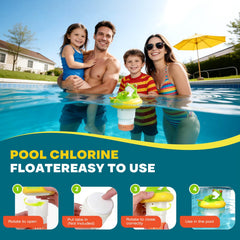 Side view of ODJSY Mini Frog chlorine dispenser floating