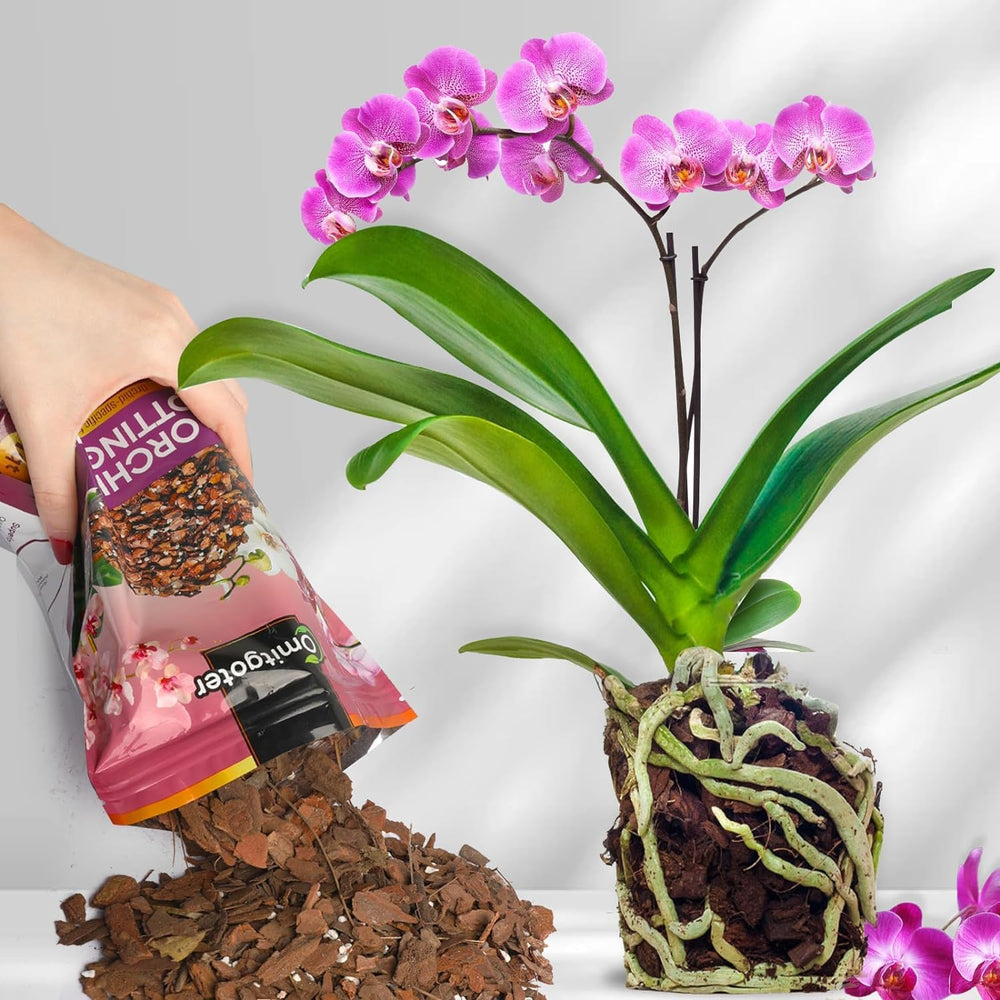 Side view of Omitgoter Organic Orchid Potting Mix bag