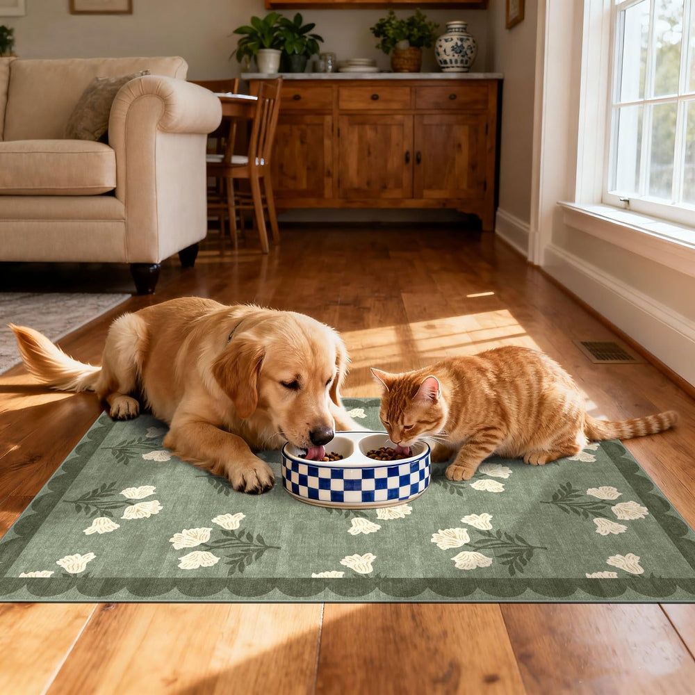 Side view of Othilic 2' x 3' floral outdoor mat