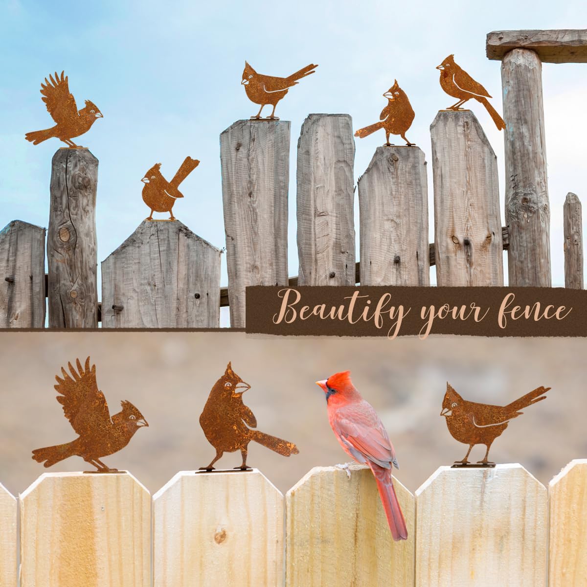 Side view of OULYDEKO metal birds showcasing craftsmanship