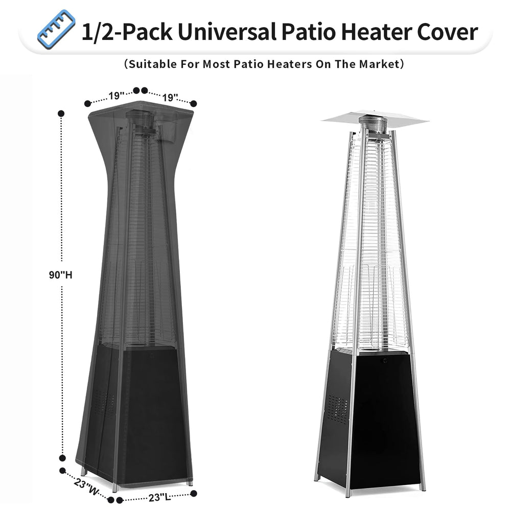 Side view of OutdoorLines patio heater cover in black