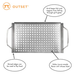 Side view of Outset grill topper showing built-in handles