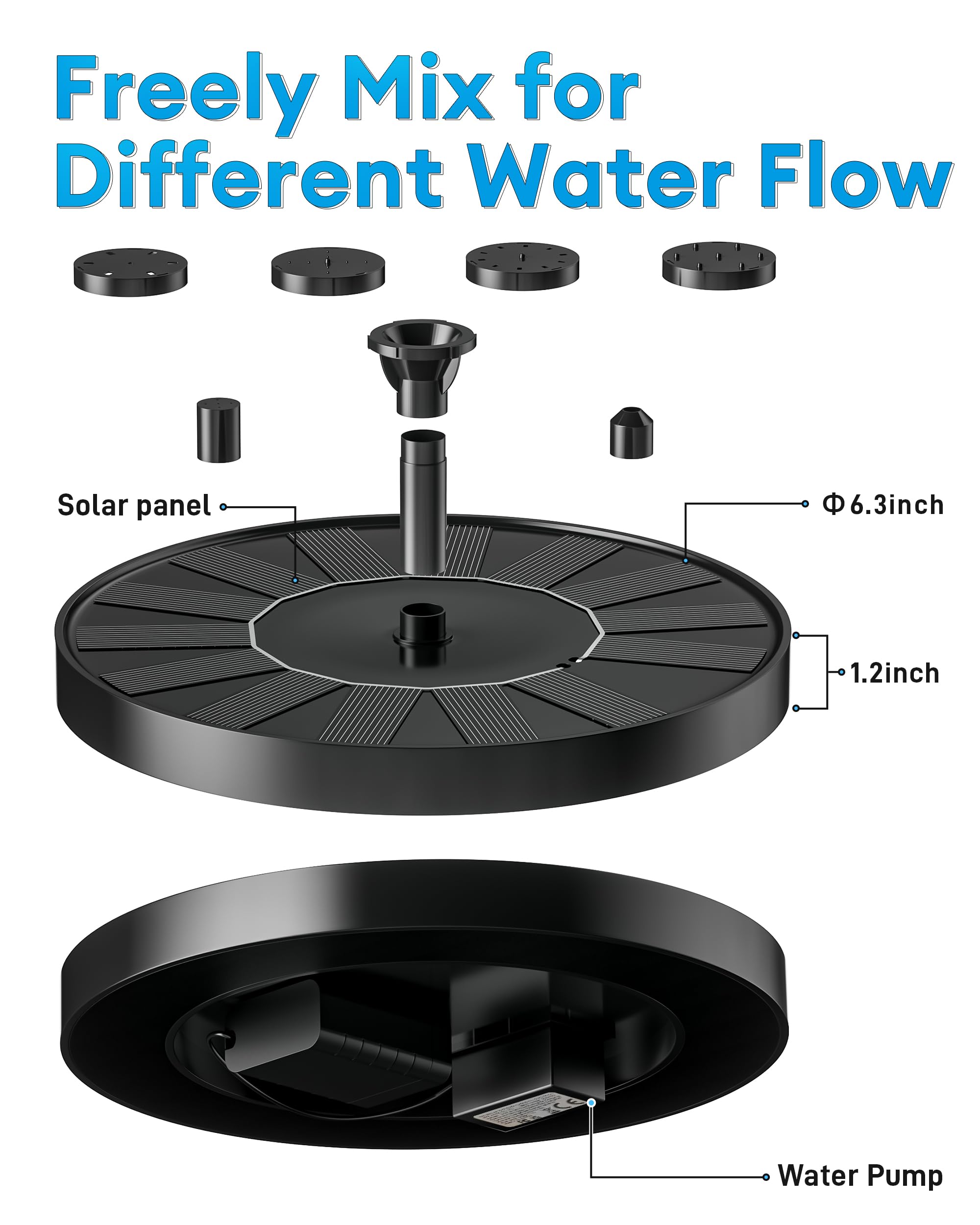 Side view of OVIBIRD Solar Bird Bath Fountain