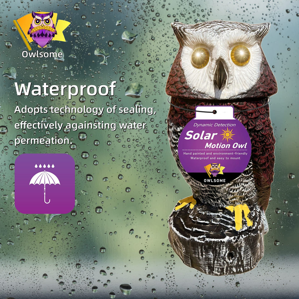 Side view of Owlsome Solar Red Owl in garden