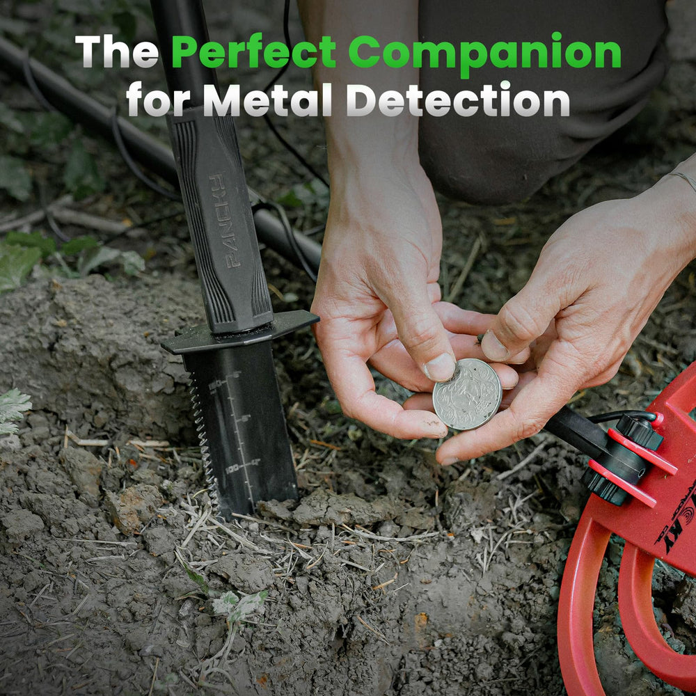 Side view of PANCKY Metal Detector Shovel showcasing the detachable handle