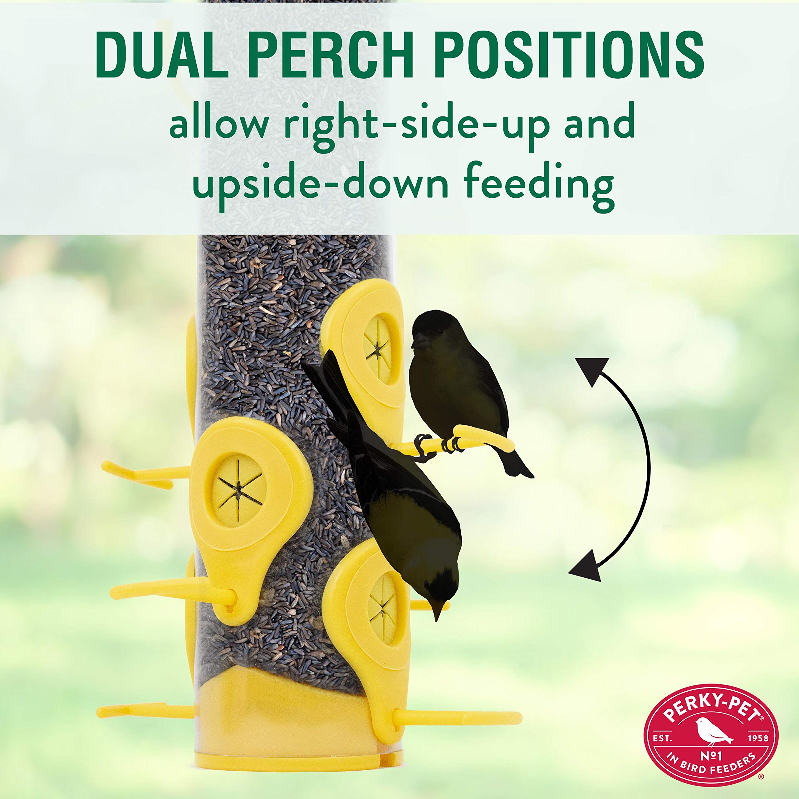 Side view of Perky-Pet Finch Feeder displaying feeding stations
