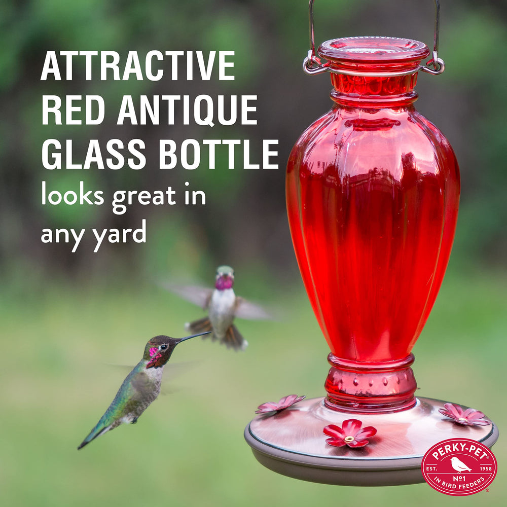 Side view of Perky-Pet Hummingbird Feeder showing wide-mouth opening