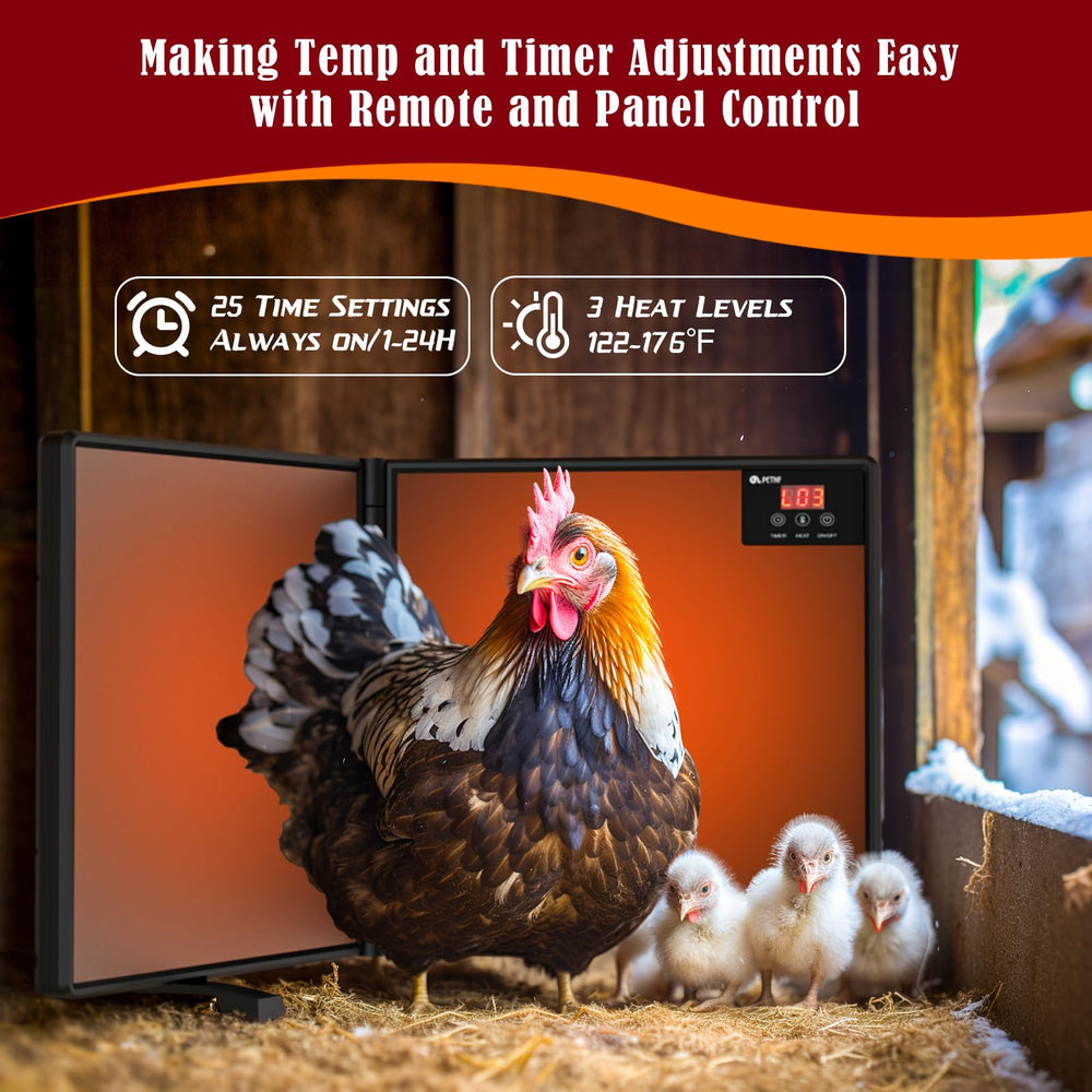 Side view of PETNF Chicken Coop Heater showing adjustable panel